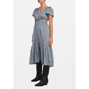 Xirena Gabrielle Y2K Cut-Out Maxi Dress Bleu Flora Romantic Size L NWOT $268